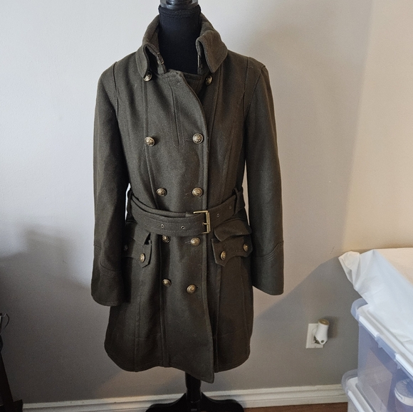Worthington women's petite Large vintage wool 90s Y2K military vibe pea coat - Picture 1 of 11